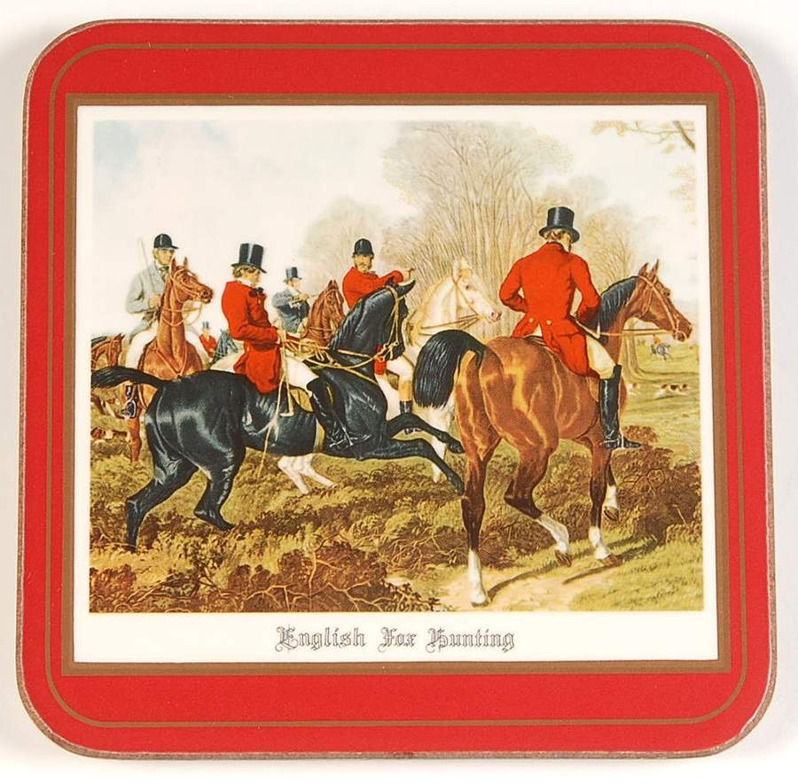 Herring Hunt The Hunt Red Square Corkback Coaster by Spode-1