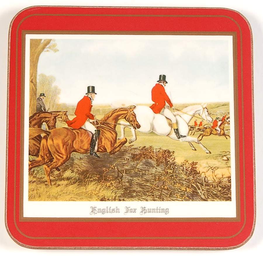 Herring Hunt The Hunt Red Square Corkback Coaster by Spode-1