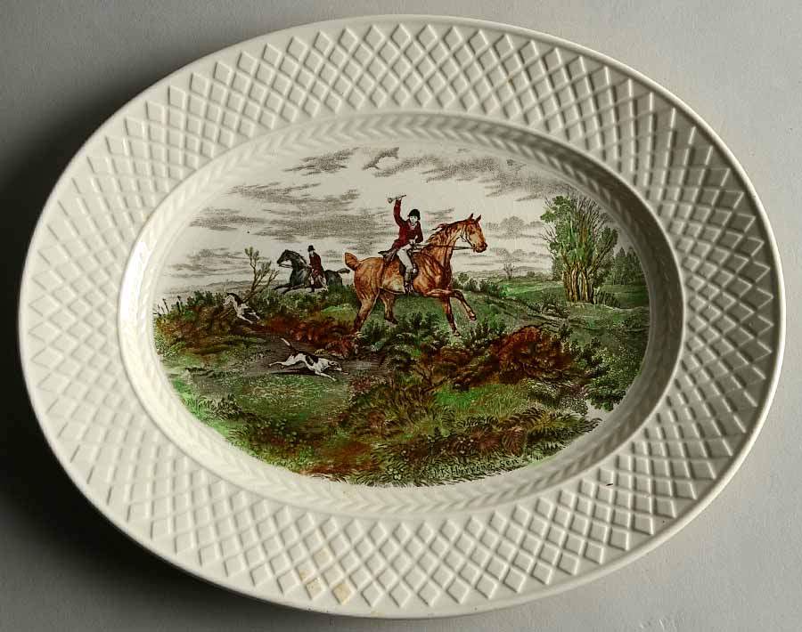 Herring Hunt (Mansard Shape) 11" Oval Serving Platter by Spode-1