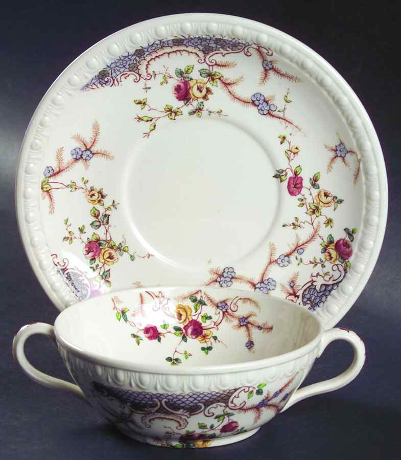 Helena Flat Cream Soup Bowl & Saucer Set by Spode-1