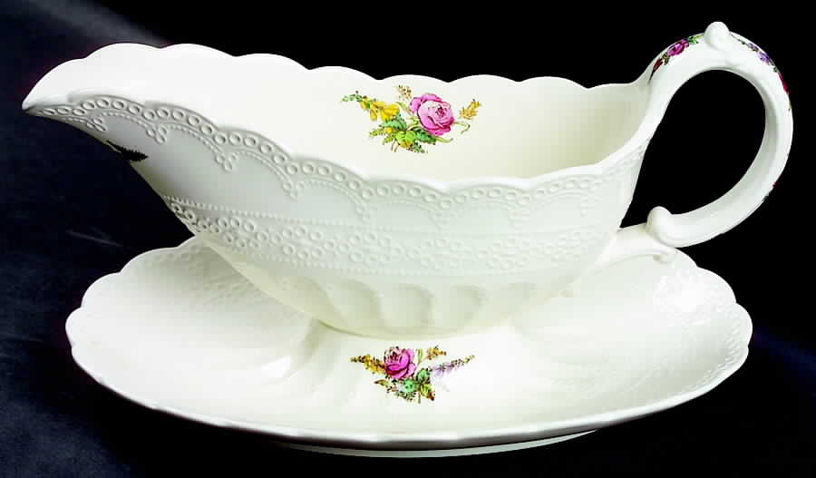 Heath & Rose (Jewel Shape) Gravy Boat with Attached Underplate by Spode-1
