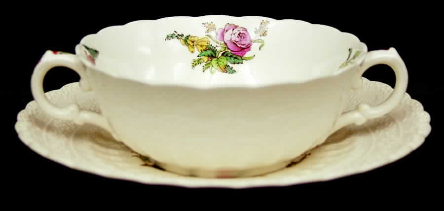 Heath & Rose (Jewel Shape) Flat Cream Soup Bowl & Saucer Set by Spode-1
