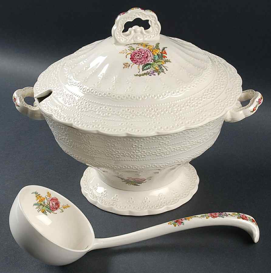 Heath & Rose (Jewel Shape) Tureen & Lid w/Ladle by Spode-1