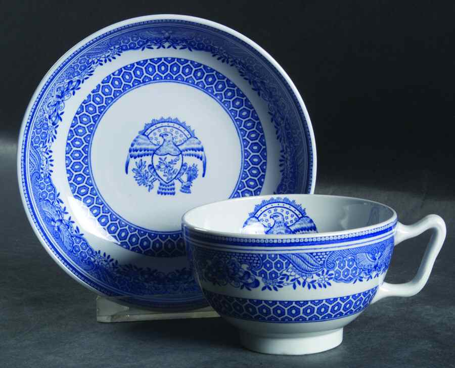 Heritage Blue Canton Shape Footed Cup & Saucer Set by Spode-1