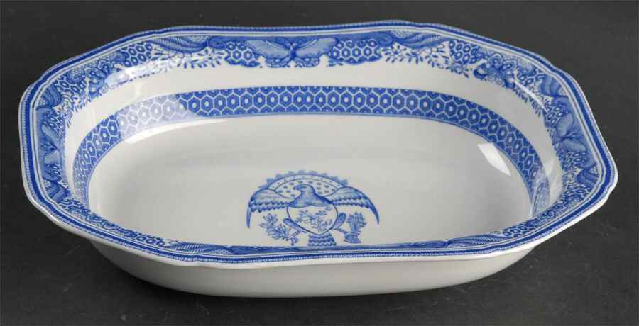 Heritage Blue 9" Oval Vegetable Bowl by Spode-1
