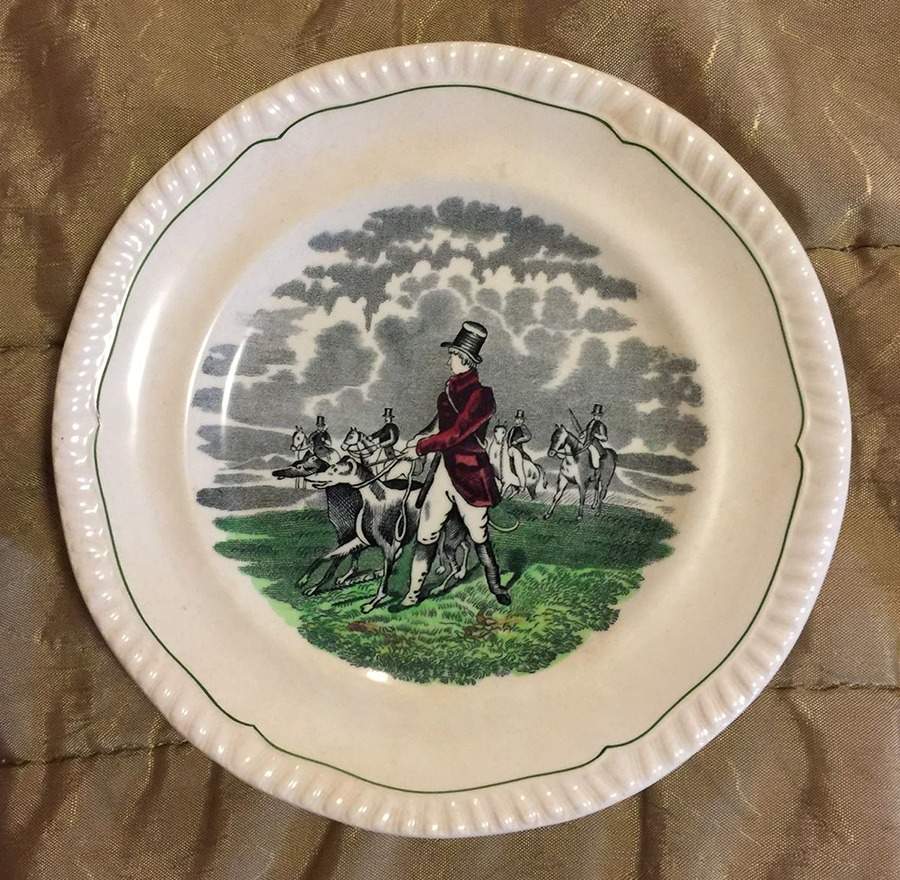 Hunt Scenes (Green Ring) Bread & Butter Plate by Spode-1