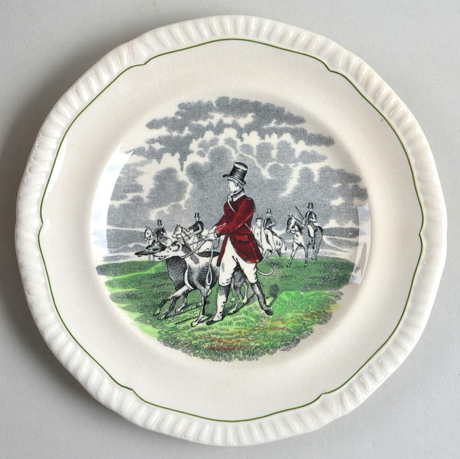 Hunt Scenes (Green Ring) Bread & Butter Plate by Spode-1
