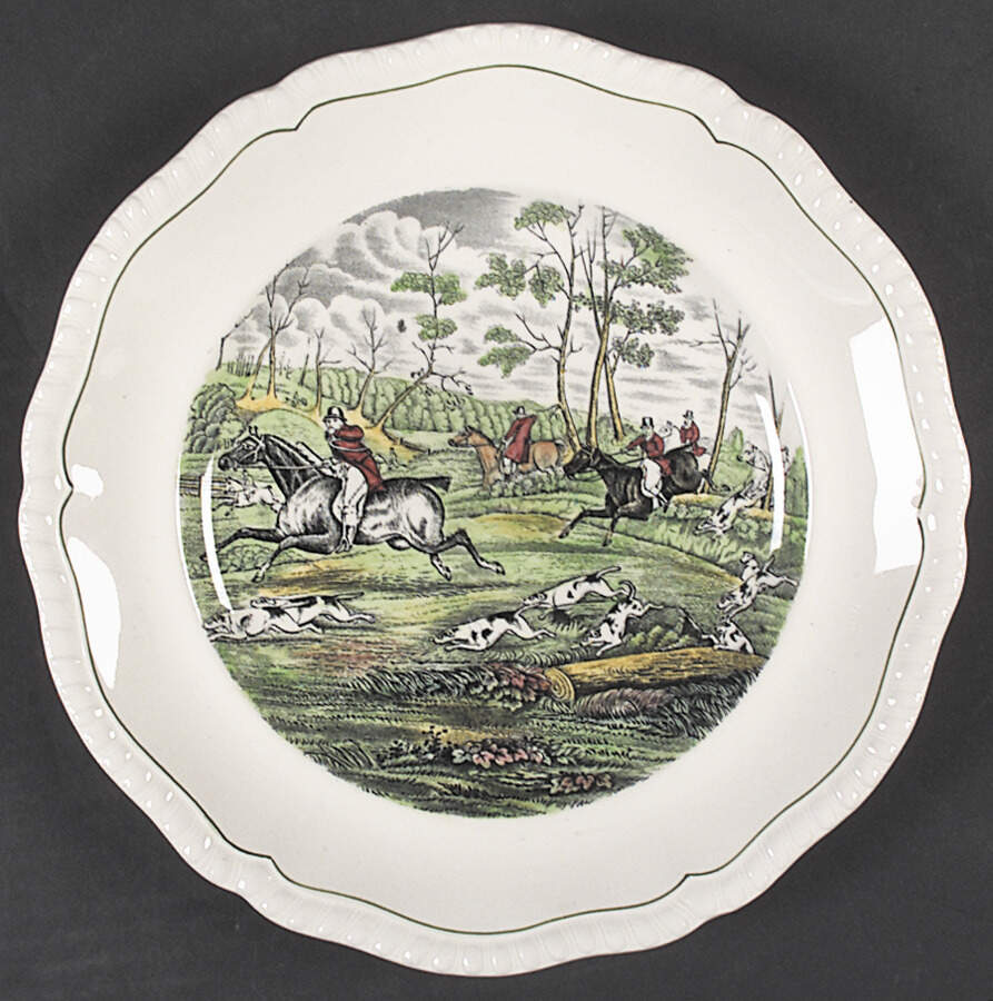Hunt Scenes (Green Ring) Luncheon Plate by Spode-1