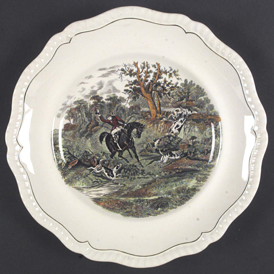 Hunt Scenes (Green Ring) Dinner Plate by Spode-1