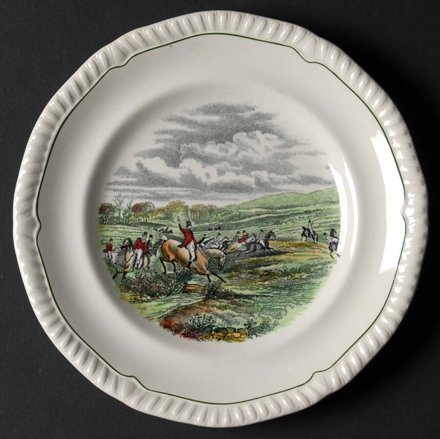 Hunt Scenes (Green Ring) Bread & Butter Plate by Spode-1