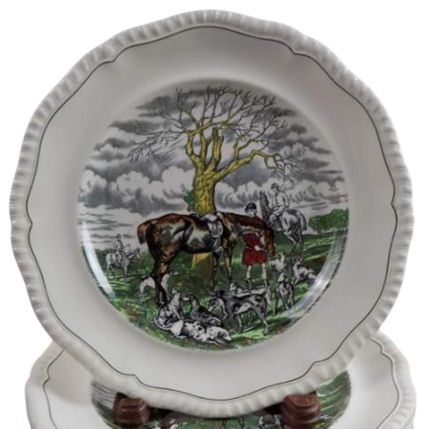 Hunt Scenes (Green Ring) Luncheon Plate by Spode-1