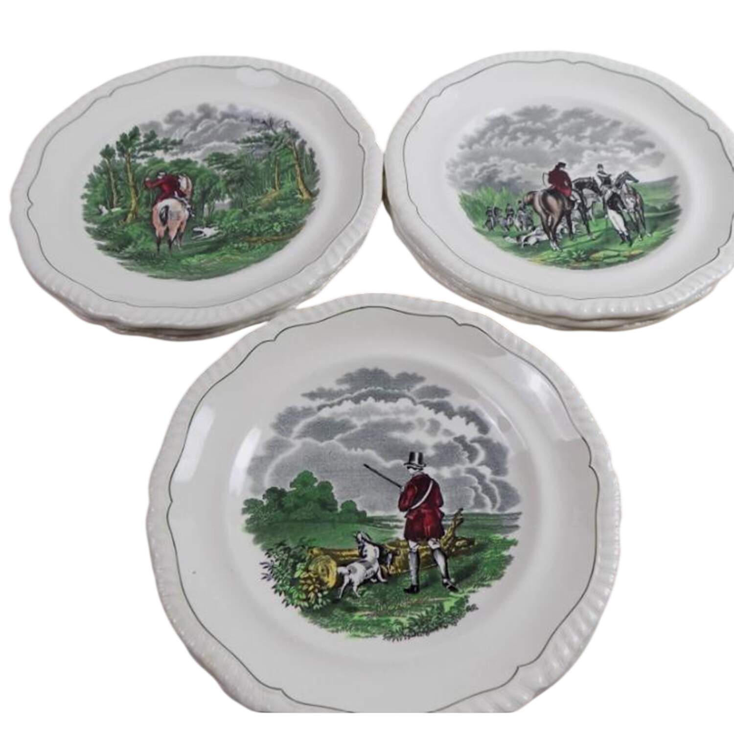 Hunt Scenes (Green Ring) Salad Plate by Spode-1