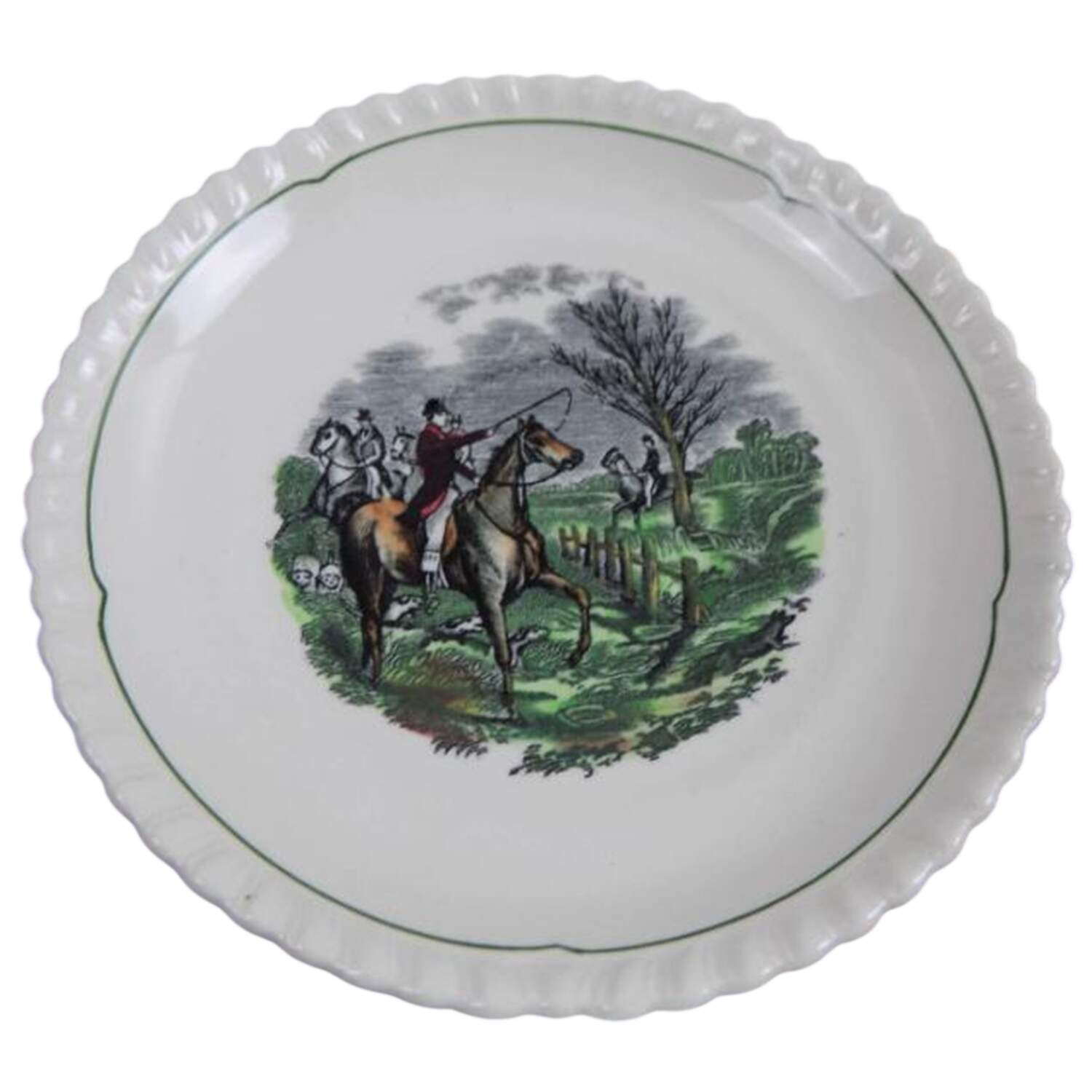 Hunt Scenes (Green Ring) Saucer for Flat Cup by Spode-1