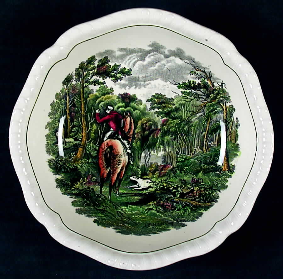 Hunt Scenes (Green Ring) Coupe Cereal Bowl by Spode-1