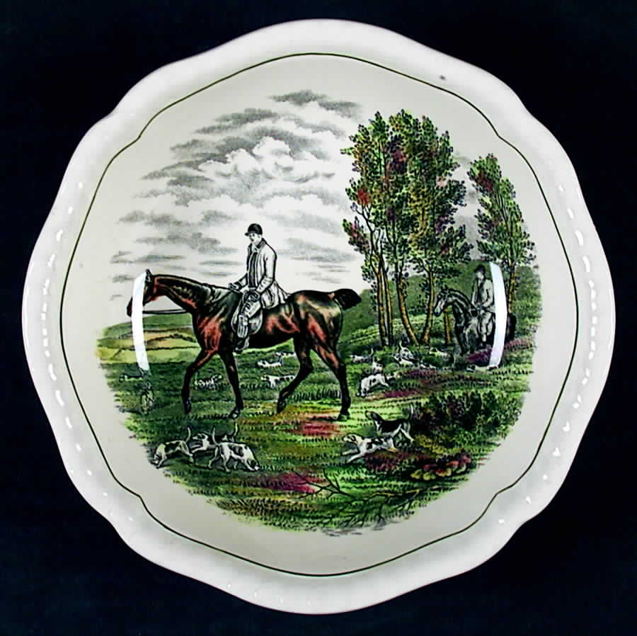 Hunt Scenes (Green Ring) Coupe Cereal Bowl by Spode-1