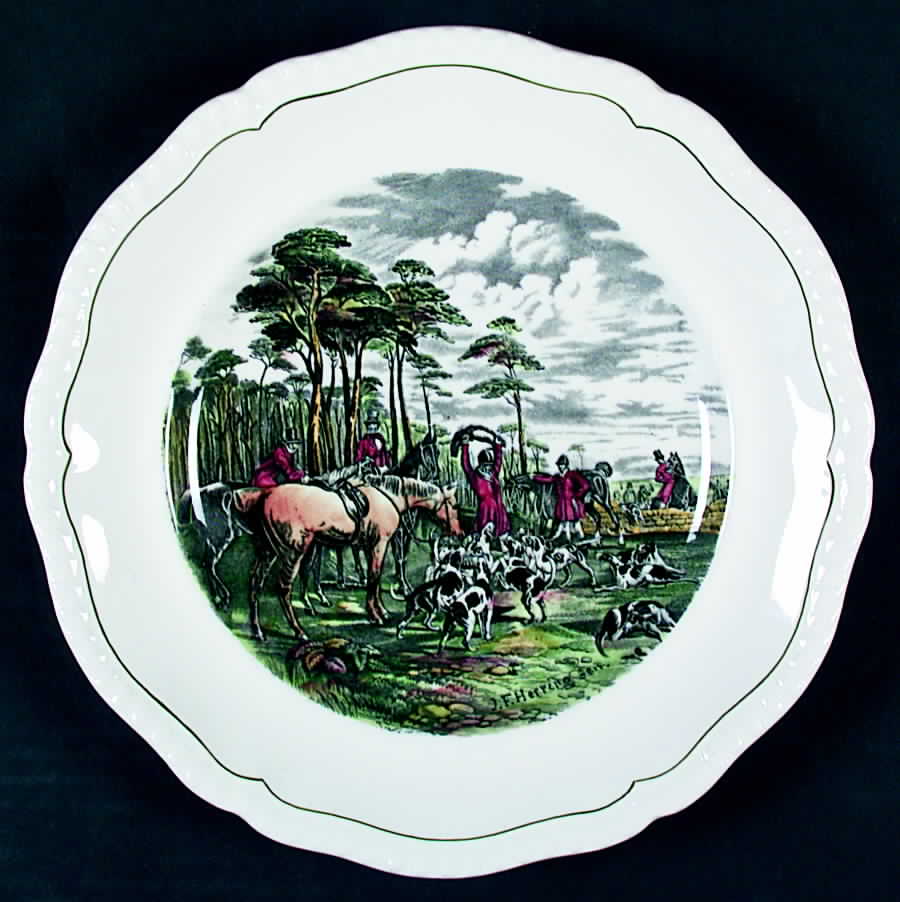 Hunt Scenes (Green Ring) Luncheon Plate by Spode-1