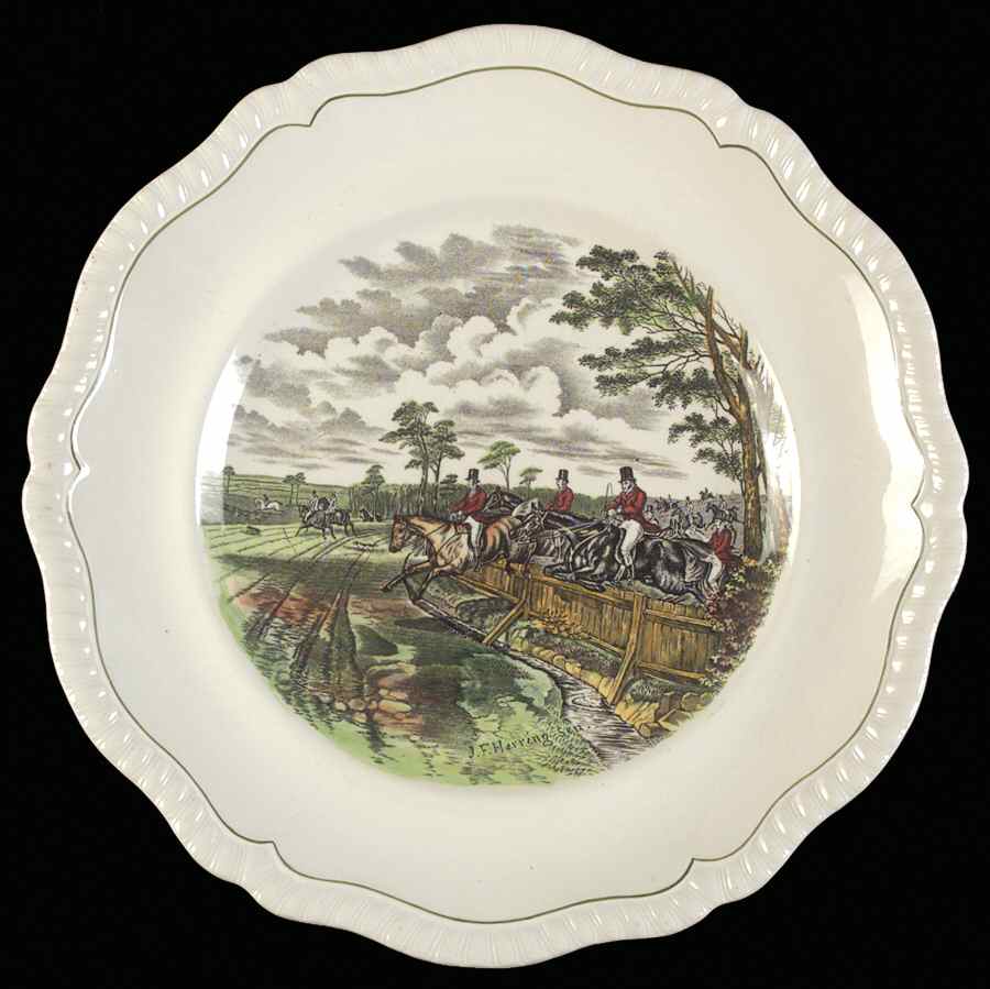 Hunt Scenes (Green Ring) Dinner Plate by Spode-1