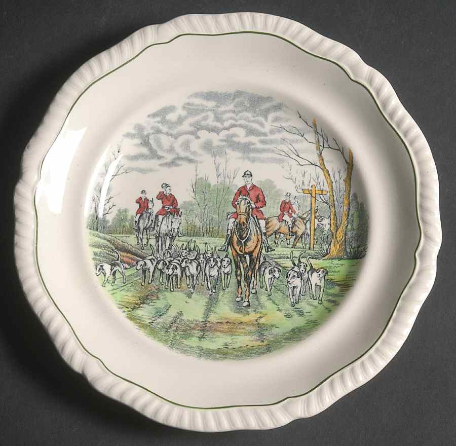 Hunt Scenes (Green Ring) Salad Plate by Spode-1