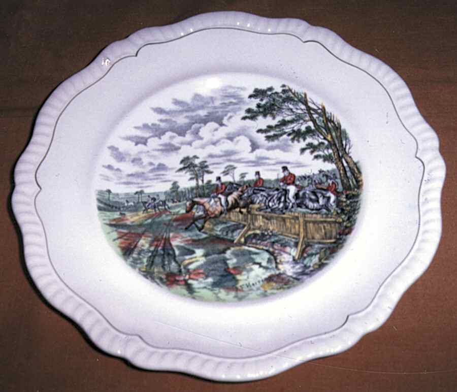 Hunt Scenes (Green Ring) Rim Soup Bowl by Spode-1
