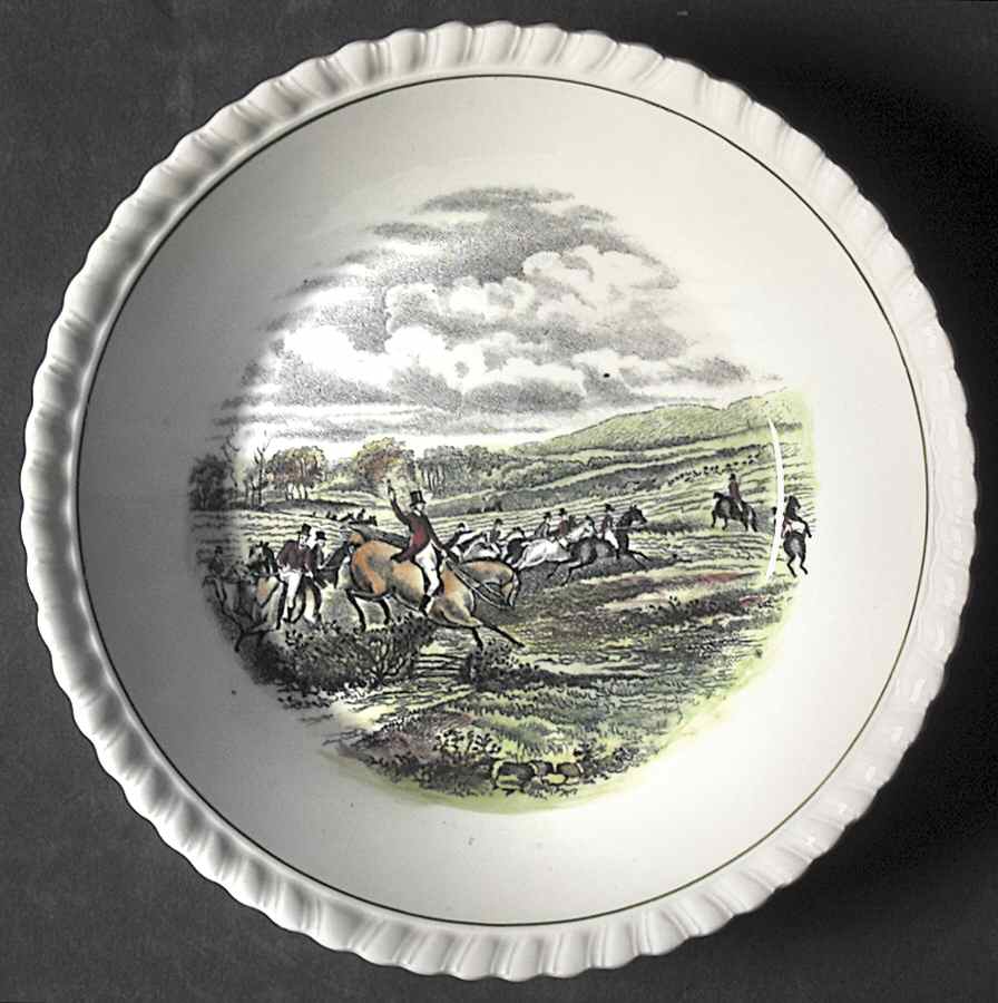 Hunt Scenes (Green Ring) Fruit/Dessert (Sauce) Bowl by Spode-1