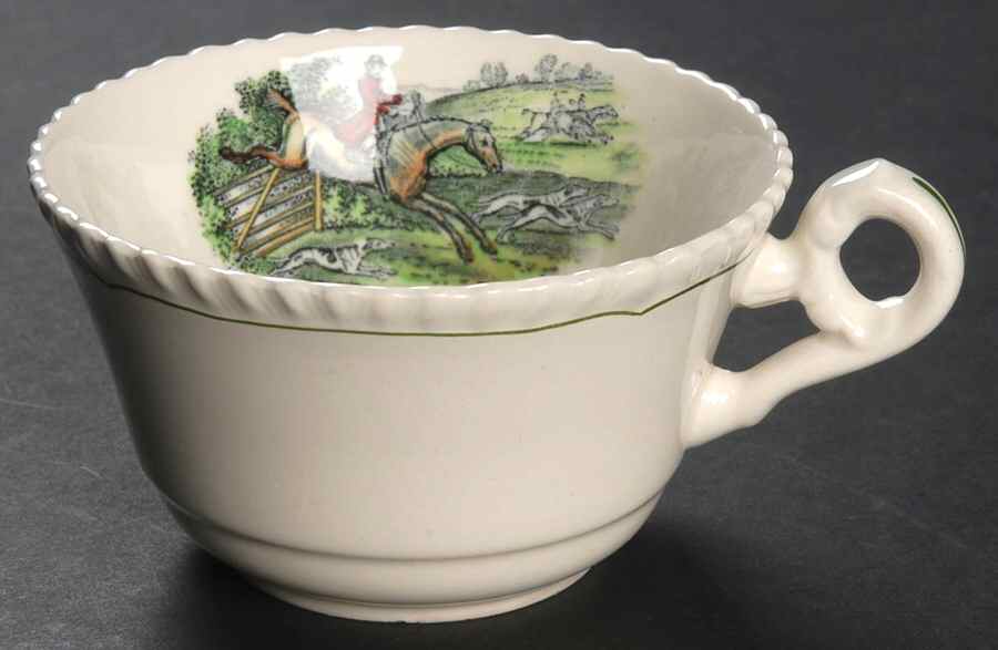 Hunt Scenes (Green Ring) Flat Cup by Spode-1