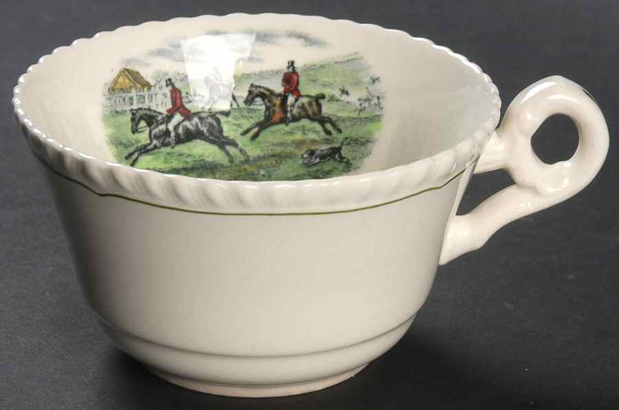 Hunt Scenes (Green Ring) Flat Cup by Spode-1