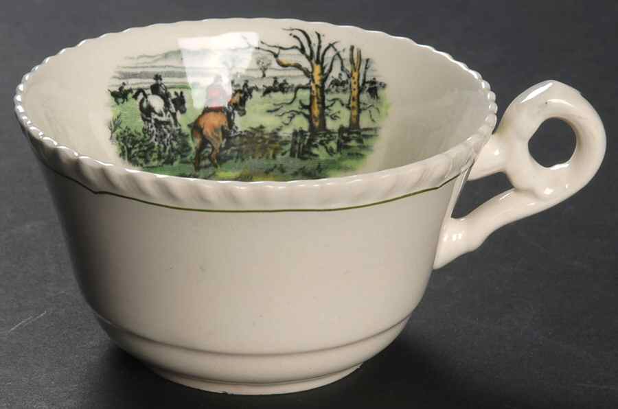 Hunt Scenes (Green Ring) Flat Cup by Spode-1