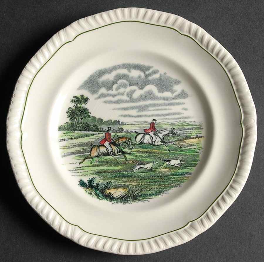 Hunt Scenes (Green Ring) Bread & Butter Plate by Spode-1