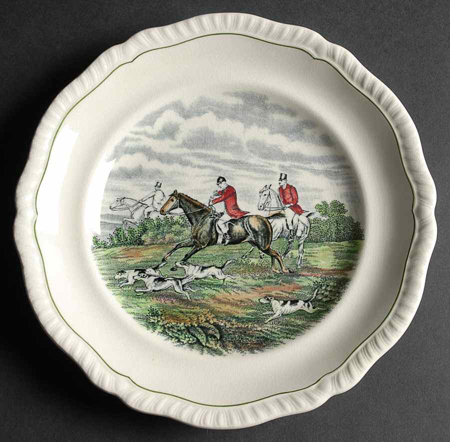 Hunt Scenes (Green Ring) Salad Plate by Spode-1