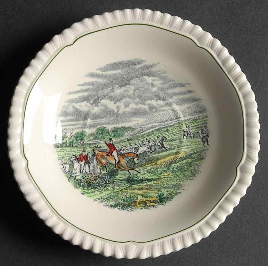 Hunt Scenes (Green Ring) Saucer for Flat Cup by Spode-1