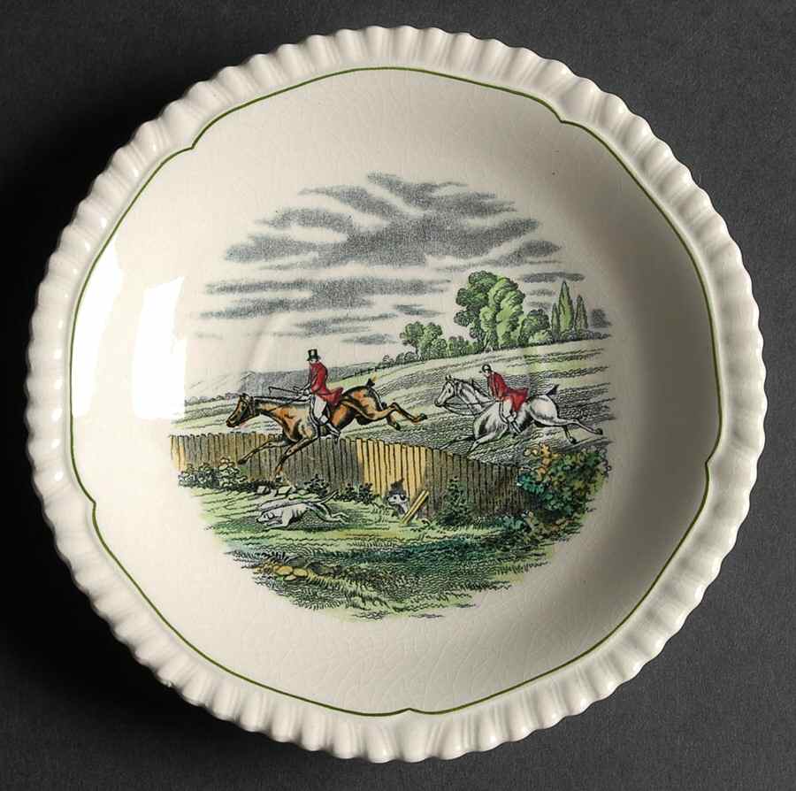 Hunt Scenes (Green Ring) Saucer for Flat Cup by Spode-1