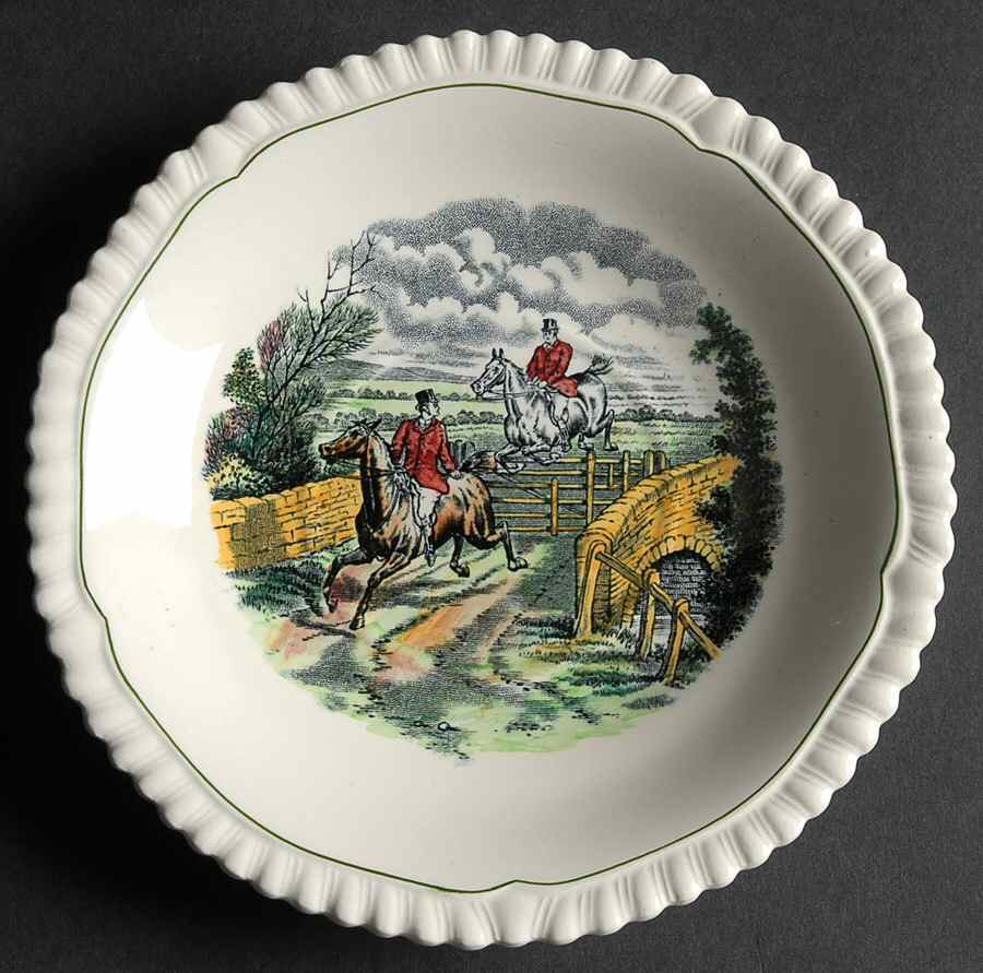 Hunt Scenes (Green Ring) Saucer for Flat Cup by Spode-1