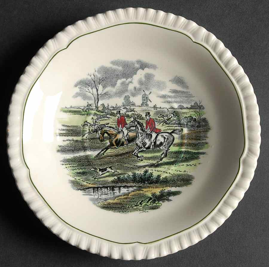 Hunt Scenes (Green Ring) Saucer for Flat Cup by Spode-1