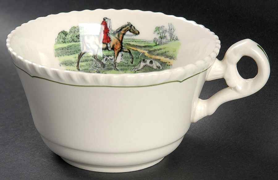 Hunt Scenes (Green Ring) Flat Cup by Spode-1