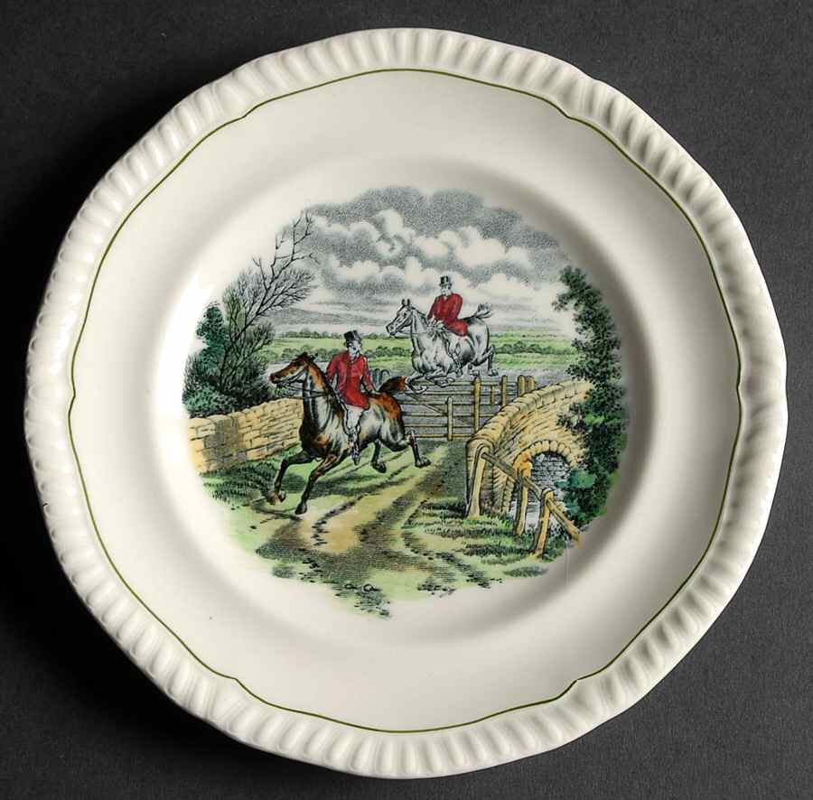 Hunt Scenes (Green Ring) Bread & Butter Plate by Spode-1