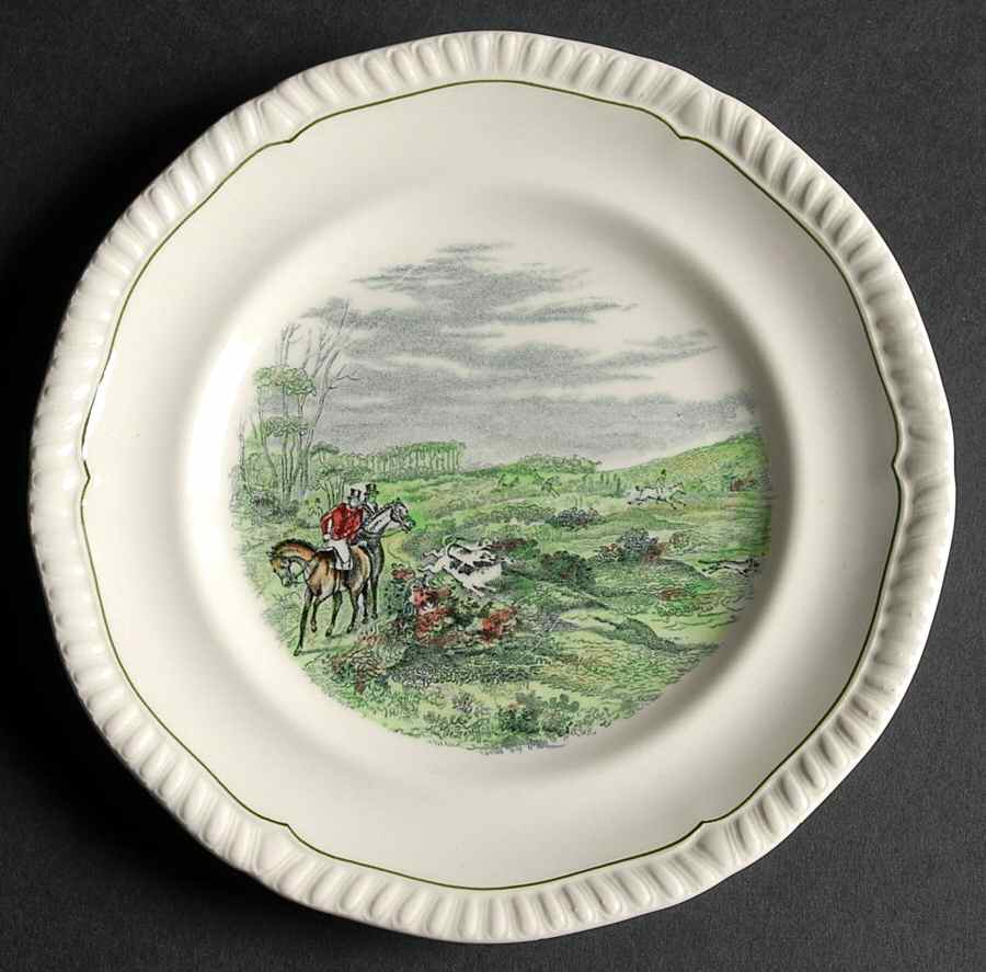 Hunt Scenes (Green Ring) Bread & Butter Plate by Spode-1