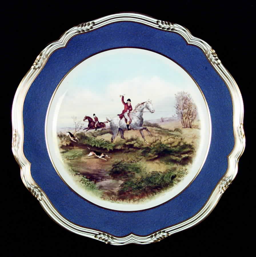 Hunting Scenes Cobalt Blue Dinner Plate by Spode-1