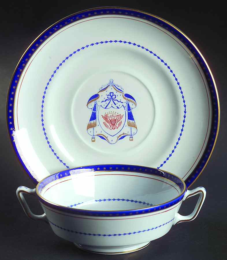 Independence Footed Cream Soup Bowl & Saucer Set by Spode-1