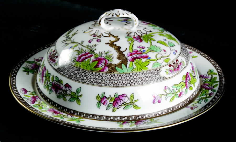 Indian Tree (Smooth, Gold Trim) Muffin Dish & Lid by Spode-1