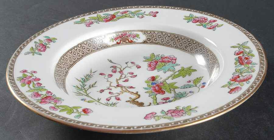 Indian Tree (Smooth, Gold Trim) Large Rim Soup Bowl by Spode-1