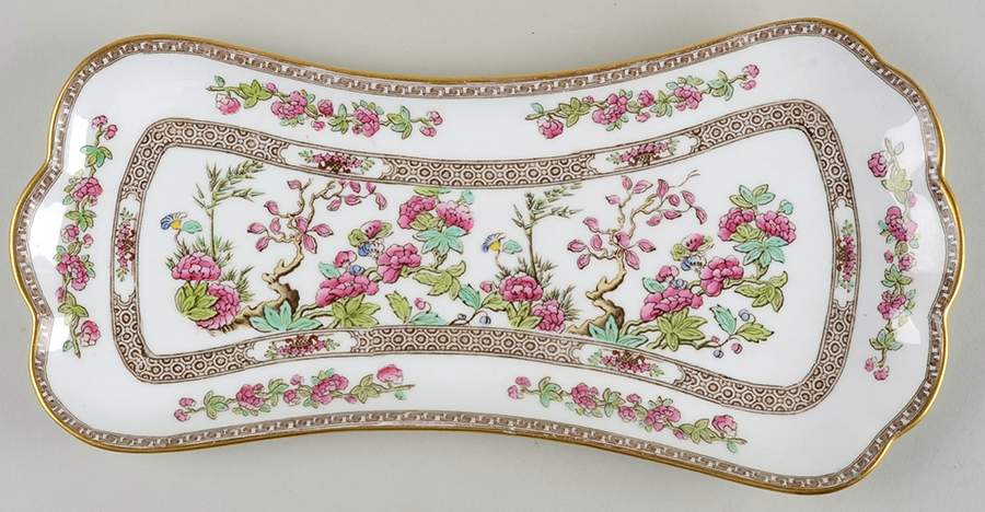 Indian Tree (Smooth, Gold Trim) Rectangular Tray by Spode-1