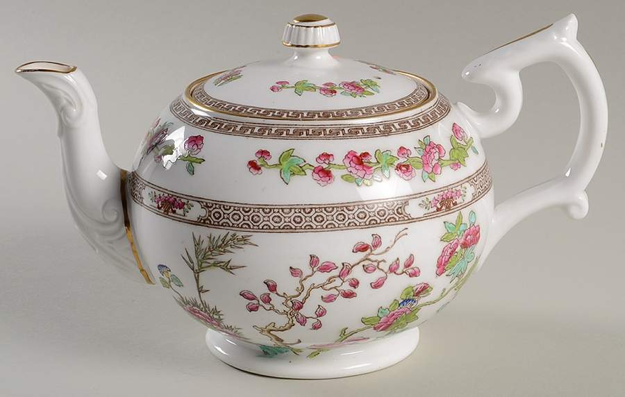 Indian Tree (Smooth, Gold Trim) Teapot & Lid by Spode-1