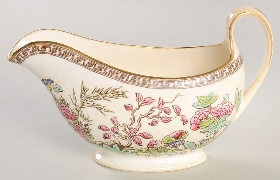 Indian Tree (Smooth, Gold Trim) Sauce Boat by Spode-1