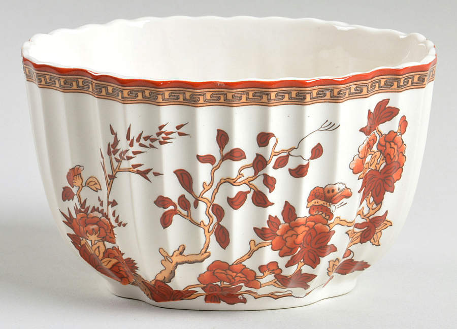 Indian Tree (Orange Rust, Scallop, Red Trim) Sugar Bowl No Lid by Spode-1