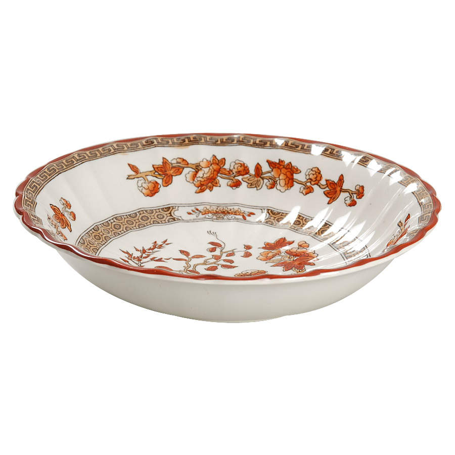 Indian Tree (Orange Rust, Scallop, Red Trim) Coupe Cereal Bowl by Spode-1