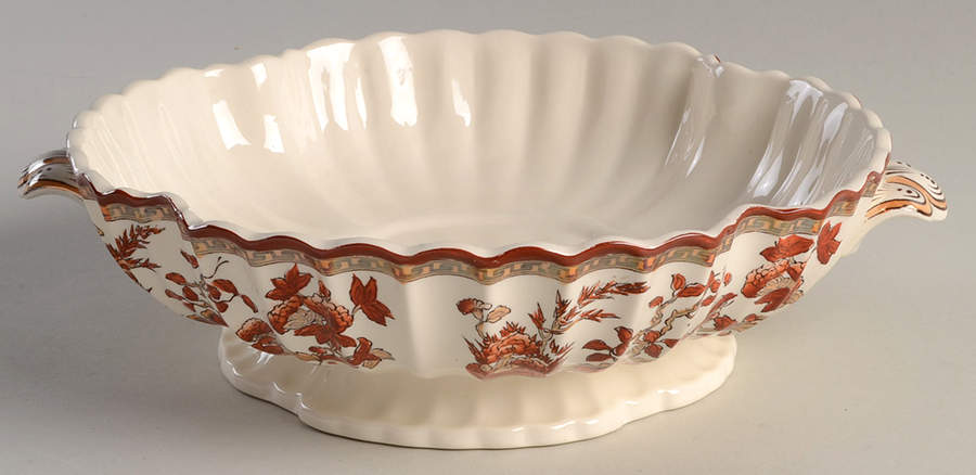 Indian Tree (Orange Rust, Scallop, Red Trim) Round Vegetable No Lid by Spode-1