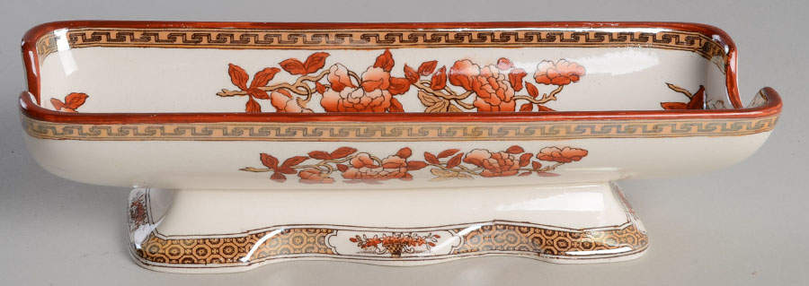 Indian Tree (Orange Rust, Scallop, Red Trim) Boiled Corn Holder by Spode-1