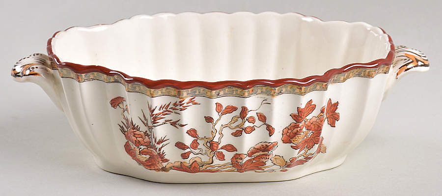 Indian Tree (Orange Rust, Scallop, Red Trim) Sauce Boat No LId by Spode-1