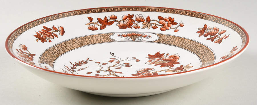 Indian Tree (Orange Rust, Scallop, Red Trim) Coupe Soup Bowl by Spode-1