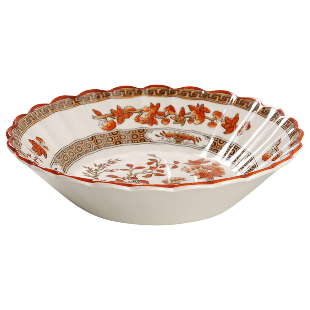Indian Tree (Orange Rust, Scallop, Red Trim) Fruit/Dessert (Sauce) Bowl by Spode-1